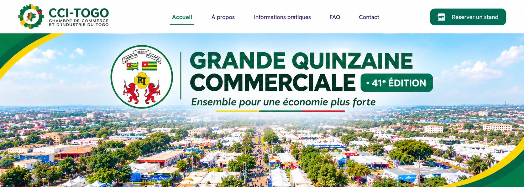 Bannière officielle de la 41e édition de la Grande Quinzaine Commerciale CCI-Togo.